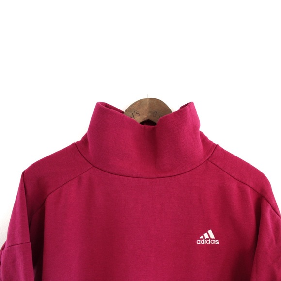 Adidas Oversized High Neck Cropped Maroon Red Sweater XS - Picture 3 of 9